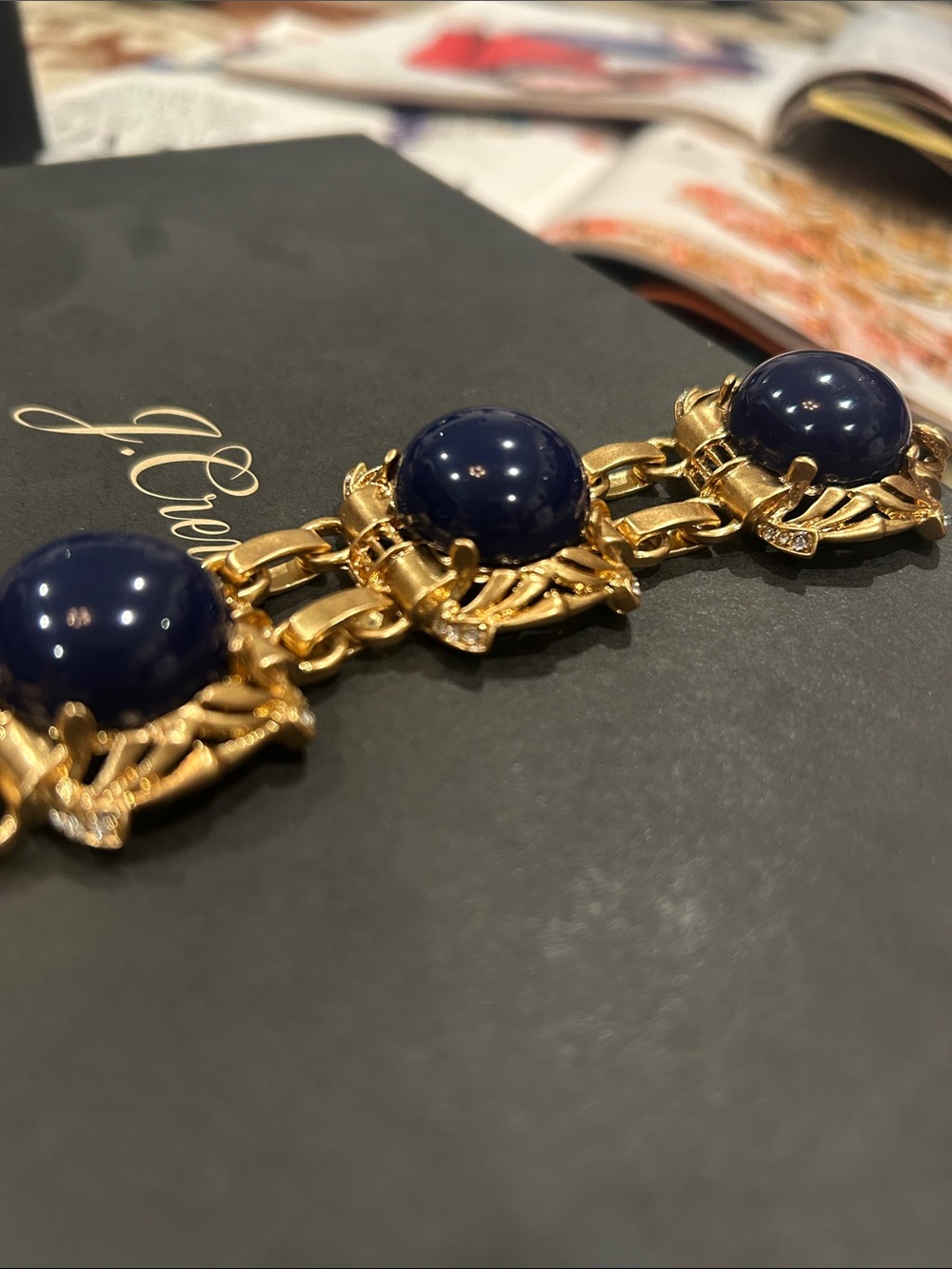 NWOT J. Crew Navy Golden Cabochon Bracelet - Picture 5 of 8